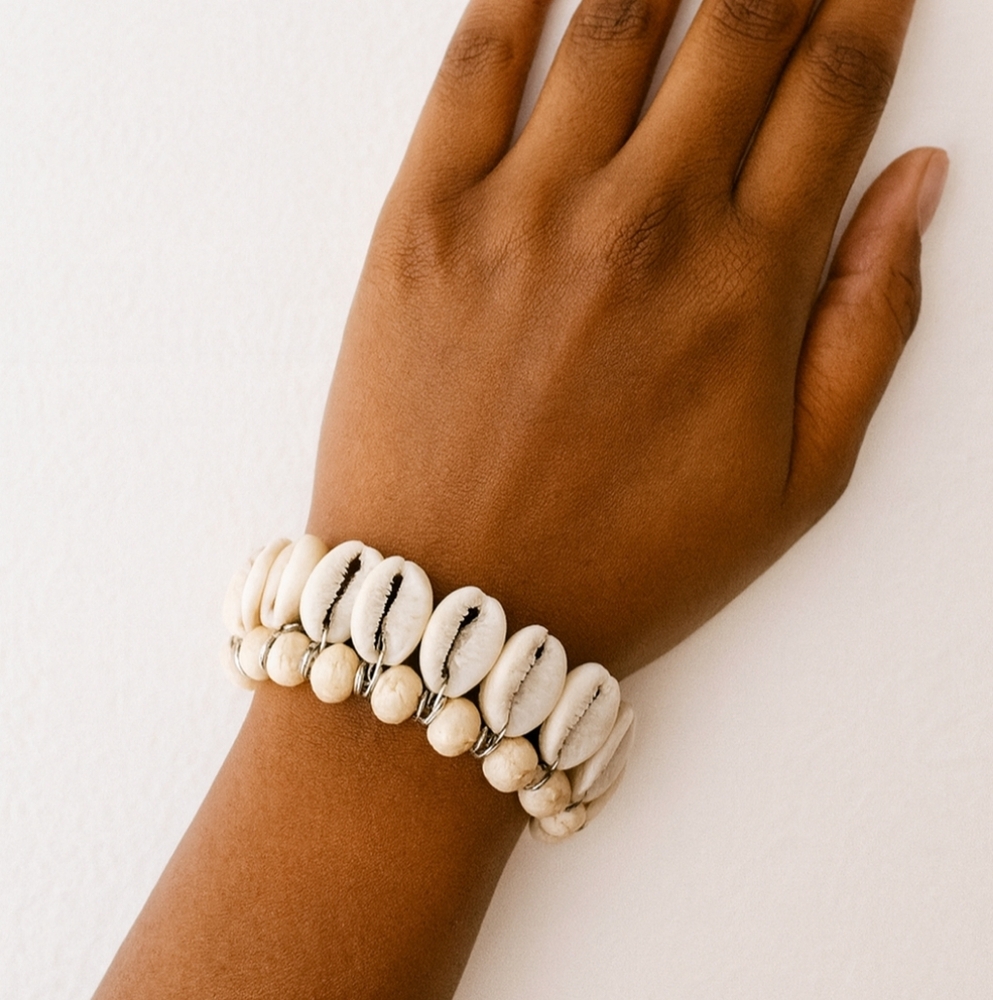 Boho Shell White Howlite Stone Bracelet